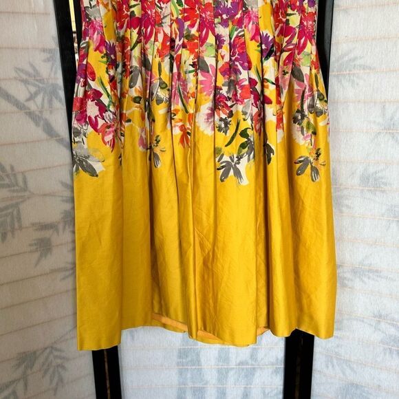 Evan Picone Dress Golden Yellow Floral Detail Strapless Sweetheart Neckline 14 - Picture 4 of 11